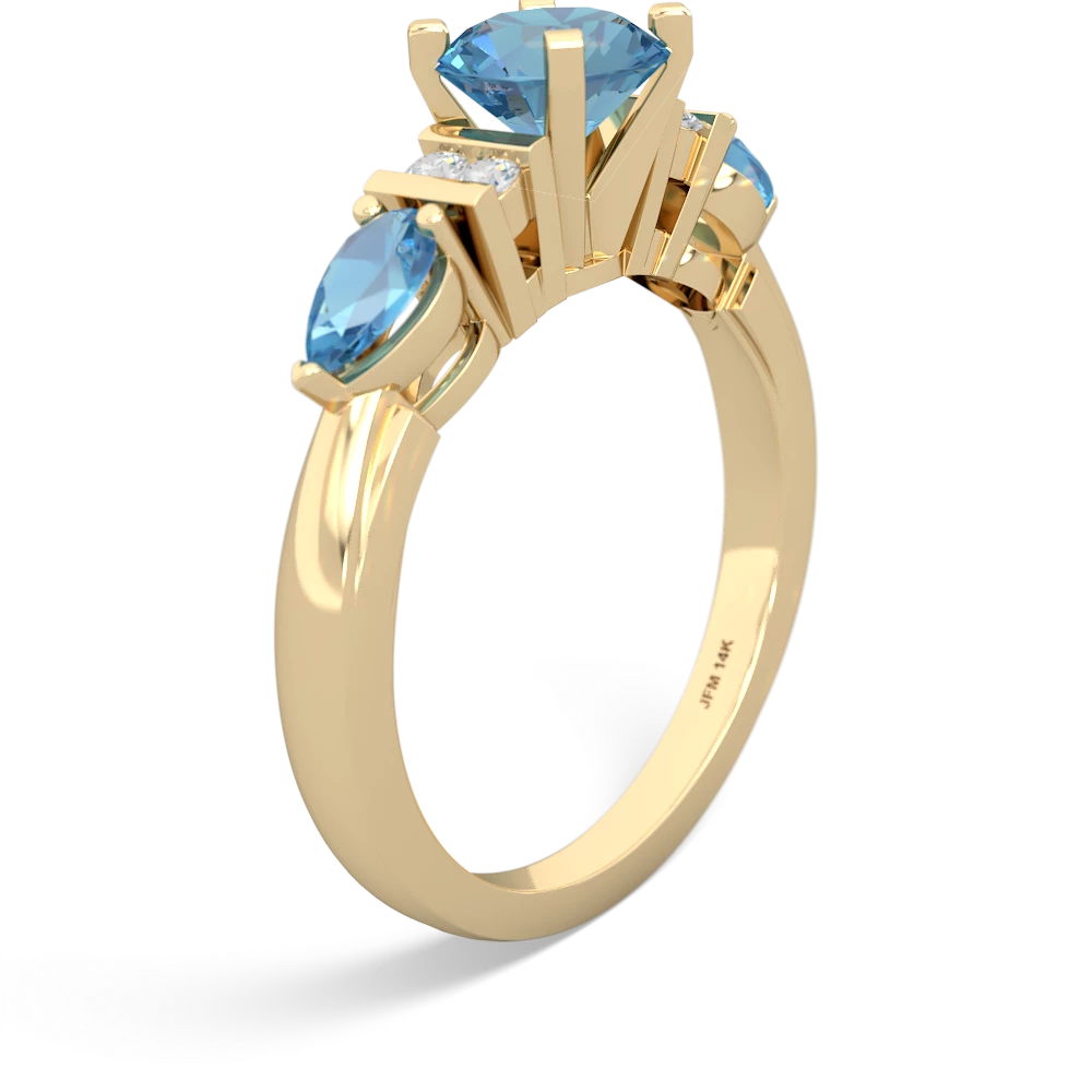 Blue Topaz 6Mm Round Eternal Embrace Engagement 14K Yellow Gold ring R2005