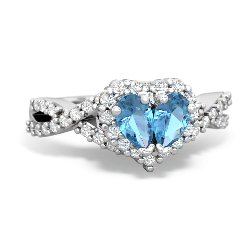 Blue Topaz Diamond Twist 'One Heart' 14K White Gold ring R2640HRT