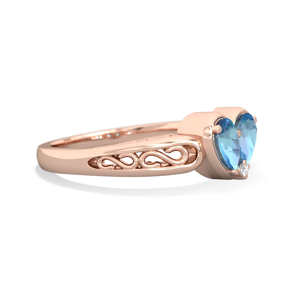 Blue Topaz Filligree 'One Heart' 14K Rose Gold ring R5070