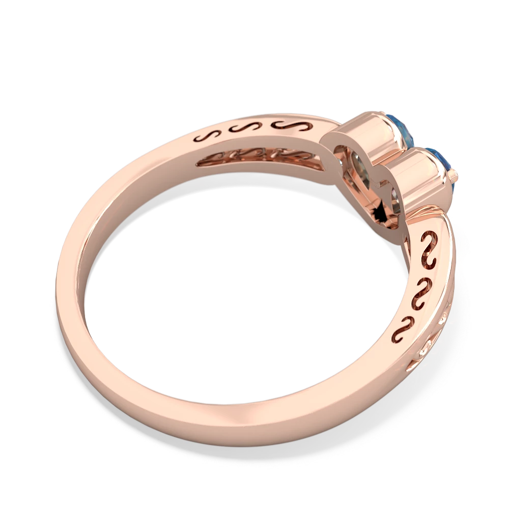 Blue Topaz Filligree 'One Heart' 14K Rose Gold ring R5070