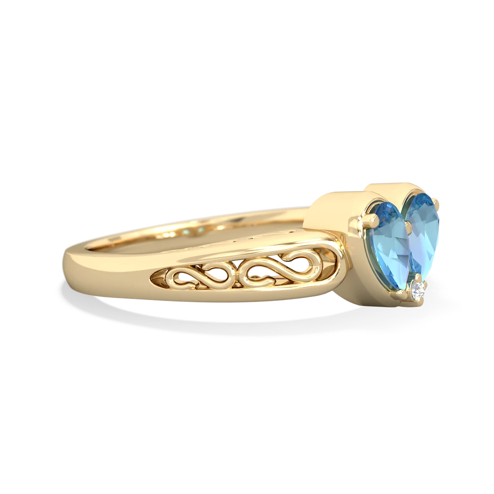 Blue Topaz Filligree 'One Heart' 14K Yellow Gold ring R5070