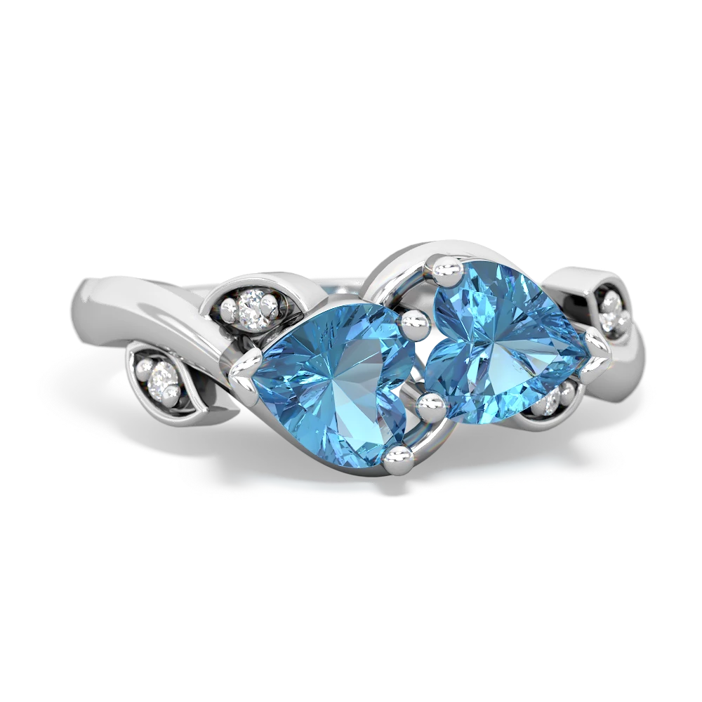 Blue Topaz Floral Elegance 14K White Gold ring R5790