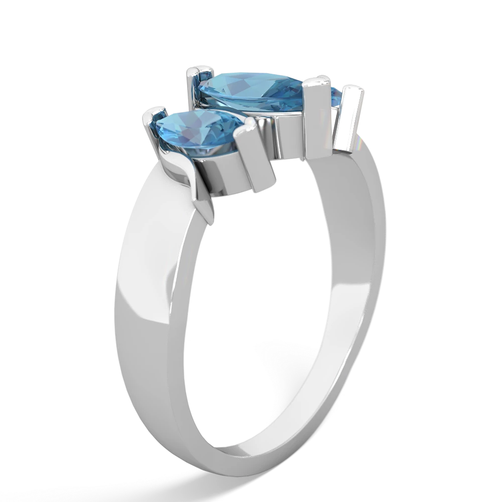 Aquamarine Three Peeks 14K White Gold ring R2433