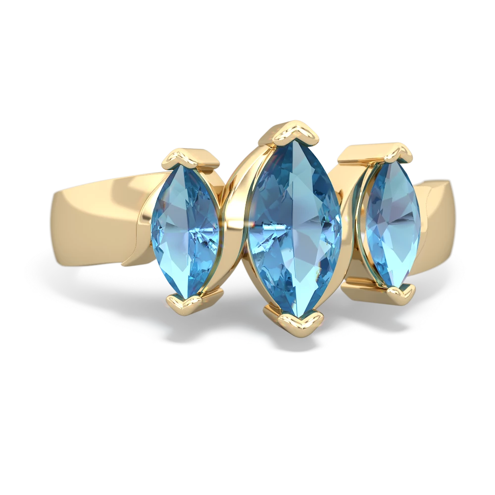 Blue Topaz Three Peeks 14K Yellow Gold ring R2433