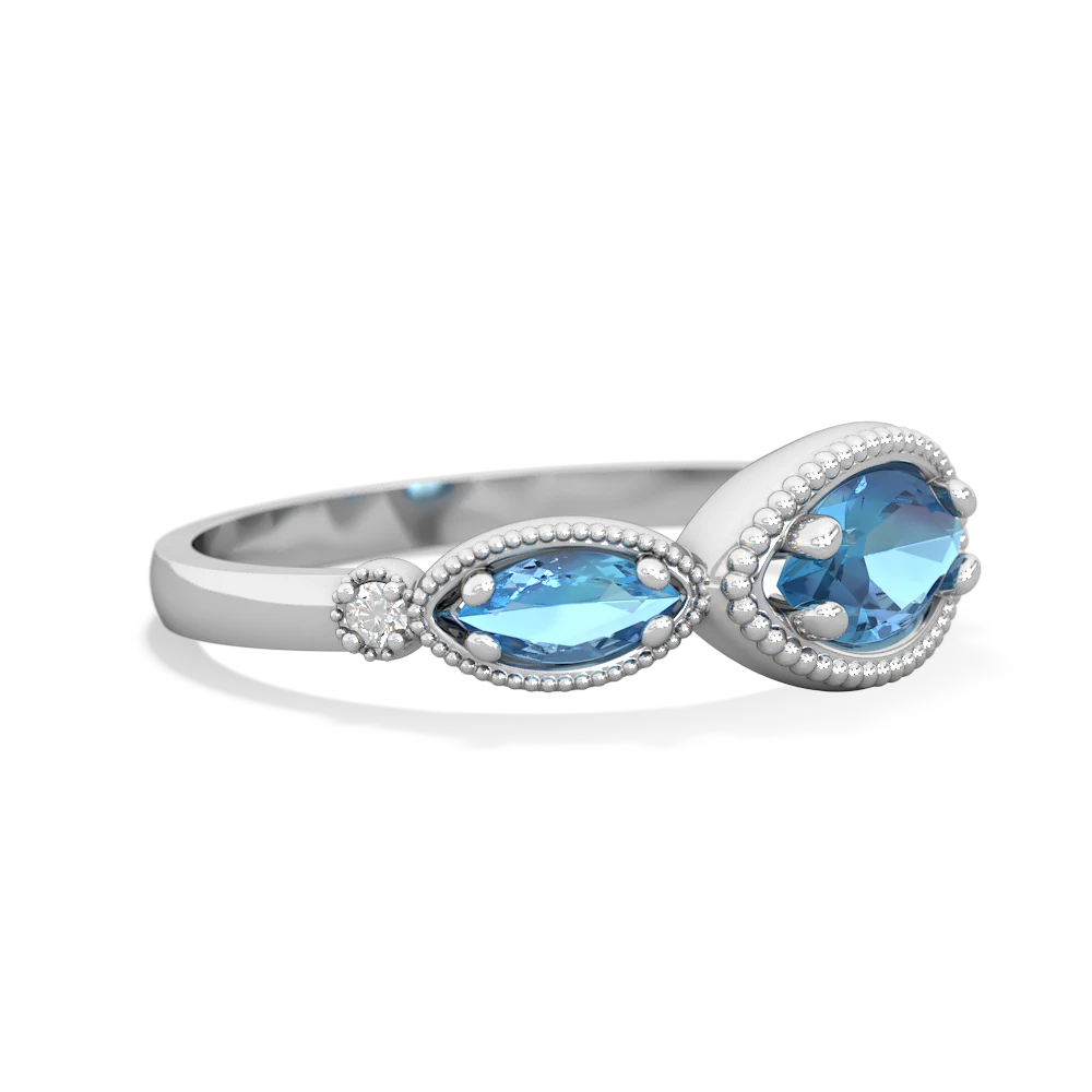 Blue Topaz Milgrain Marquise 14K White Gold ring R5700