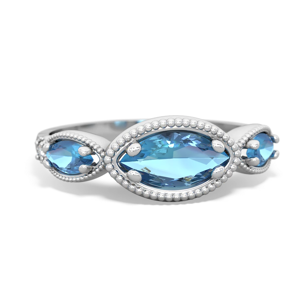 London Topaz Milgrain Marquise 14K White Gold ring R5700