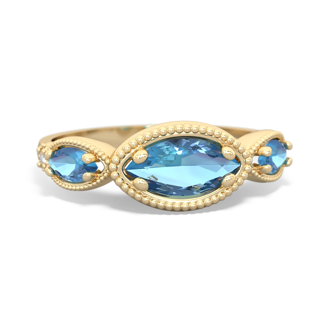 London Topaz Milgrain Marquise 14K Yellow Gold ring R5700