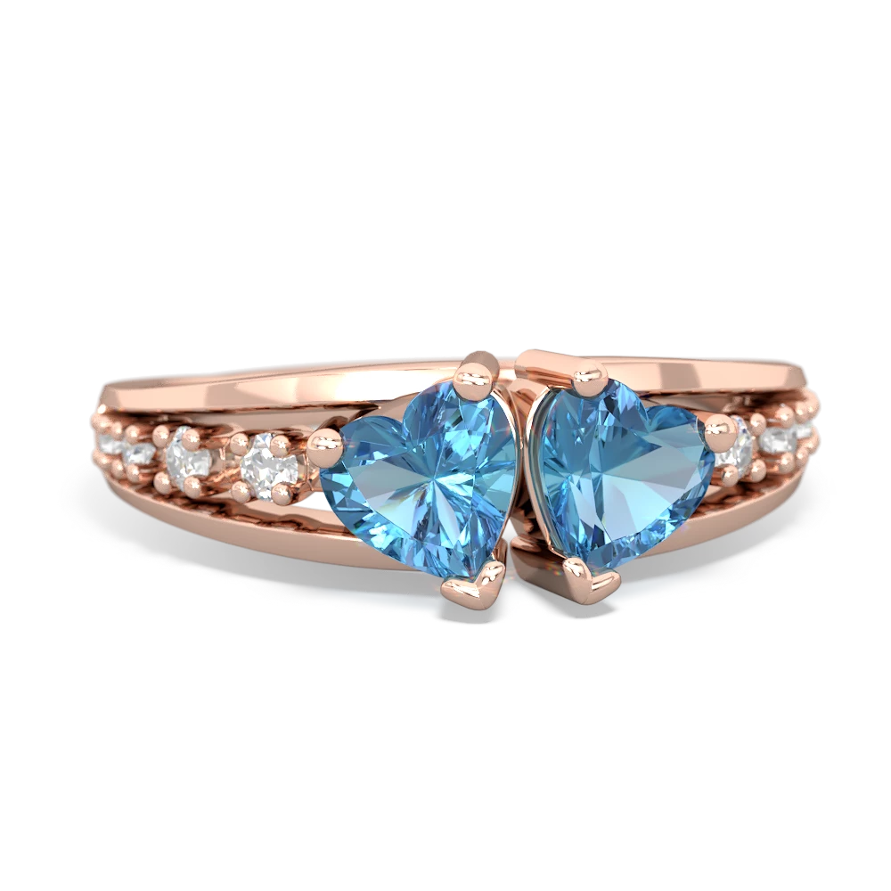 Blue Topaz Heart To Heart 14K Rose Gold ring R3342