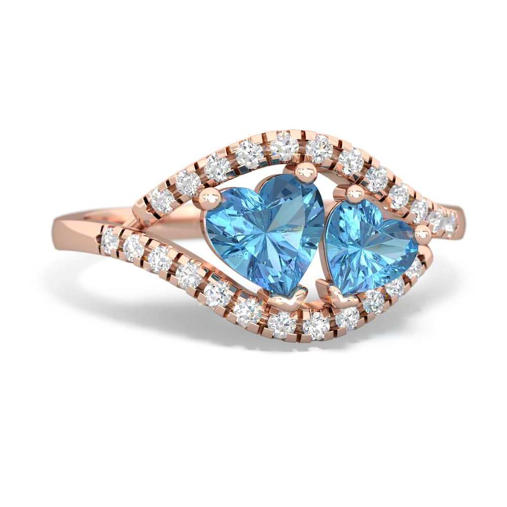 Blue Topaz Mother And Child 14K Rose Gold ring R3010