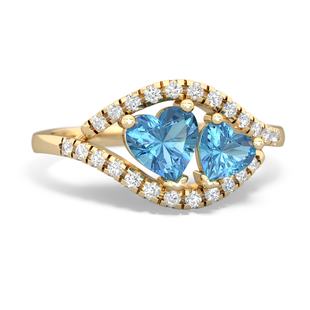 Blue Topaz Mother And Child 14K Yellow Gold ring R3010