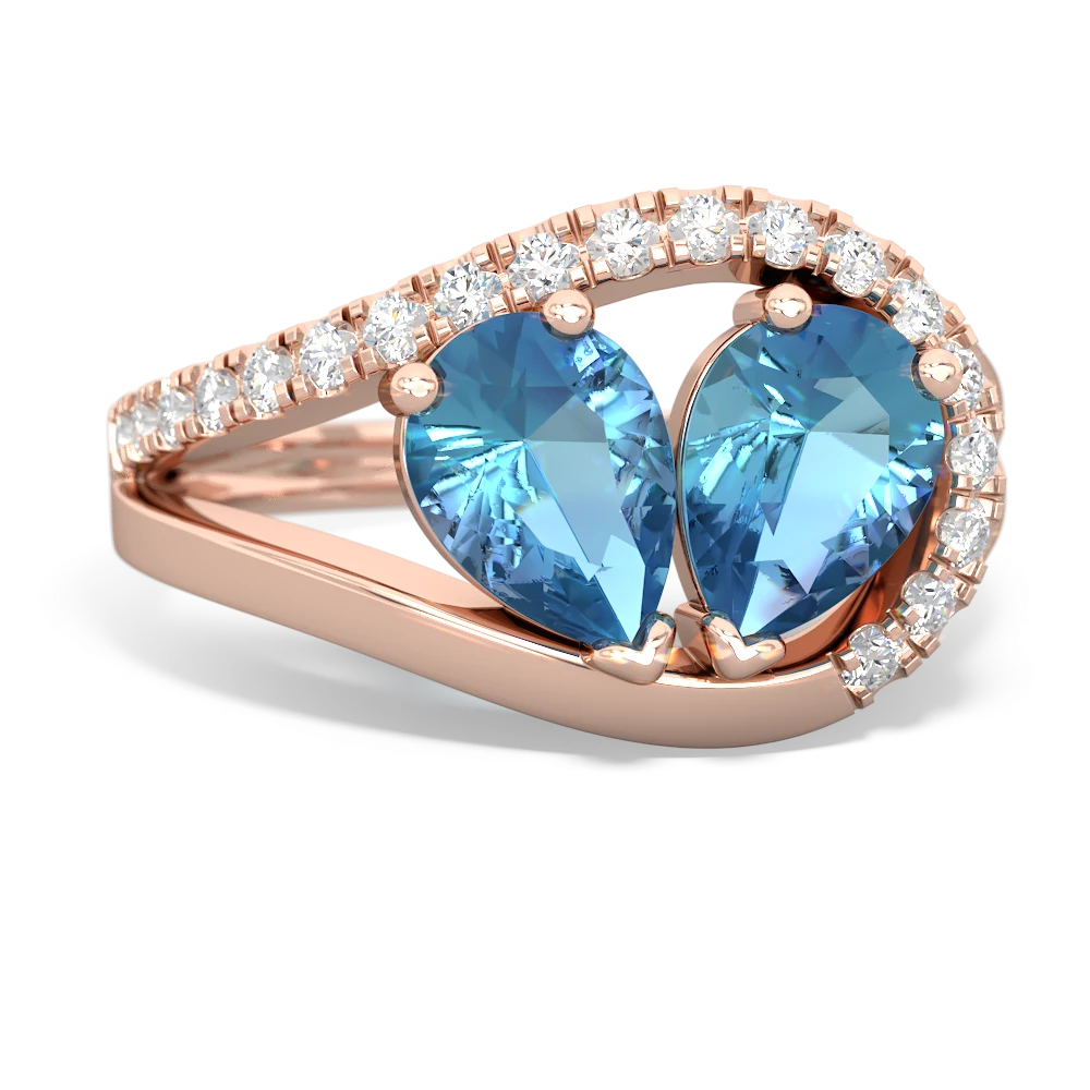 Blue Topaz Nestled Heart Keepsake 14K Rose Gold ring R5650