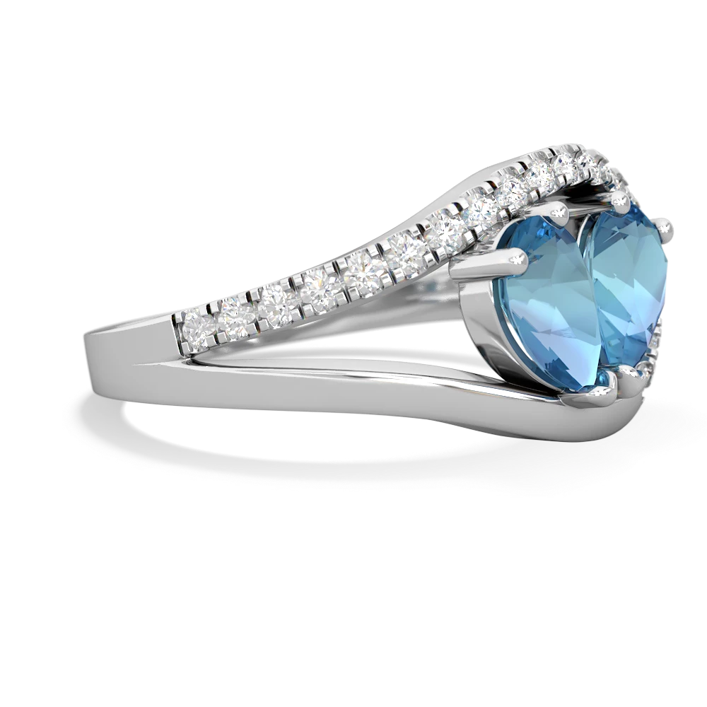 Blue Topaz Nestled Heart Keepsake 14K White Gold ring R5650