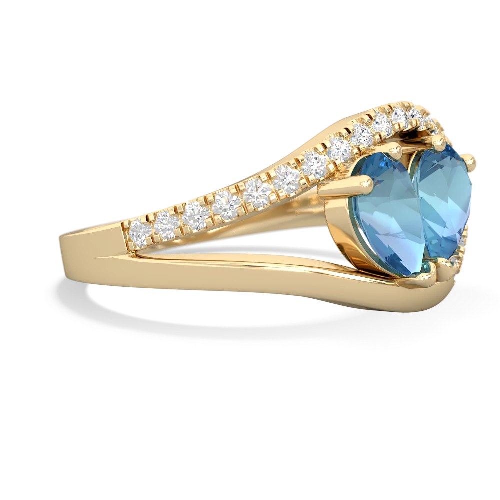 Blue Topaz Nestled Heart Keepsake 14K Yellow Gold ring R5650