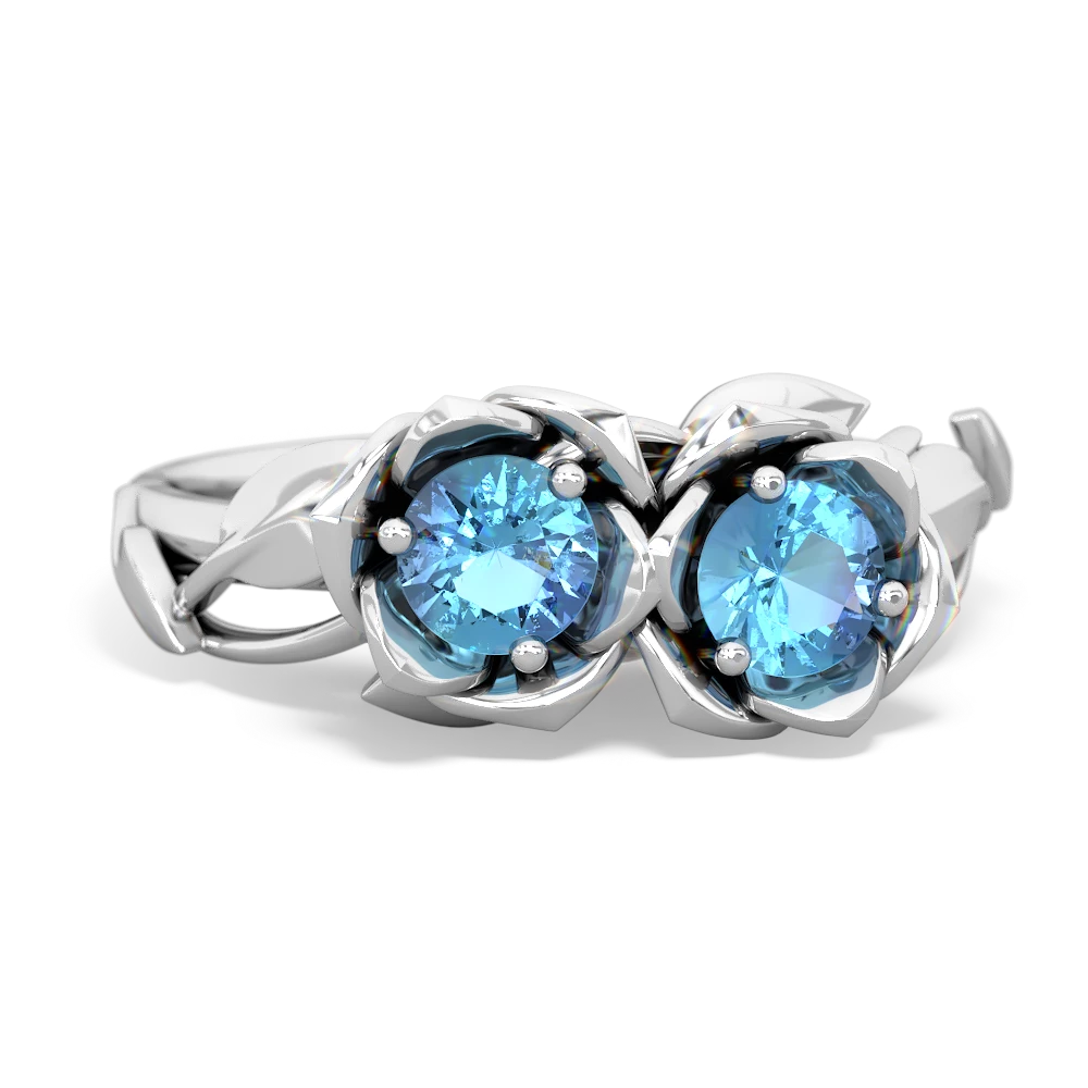 Blue Topaz Rose Garden 14K White Gold ring R5510