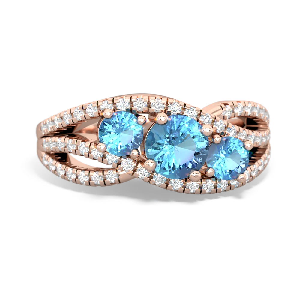 Blue Topaz Three Stone Aurora 14K Rose Gold ring R3080