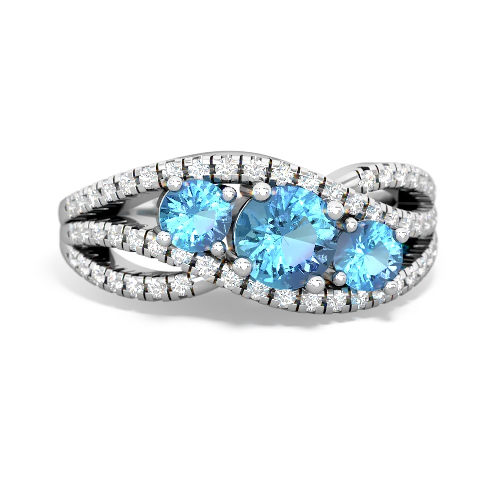 Opal Three Stone Aurora 14K White Gold ring R3080