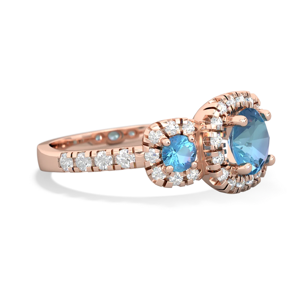 Lab Sapphire Regal Halo 14K Rose Gold ring R5350