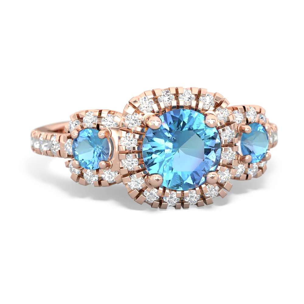 London Topaz Regal Halo 14K Rose Gold ring R5350