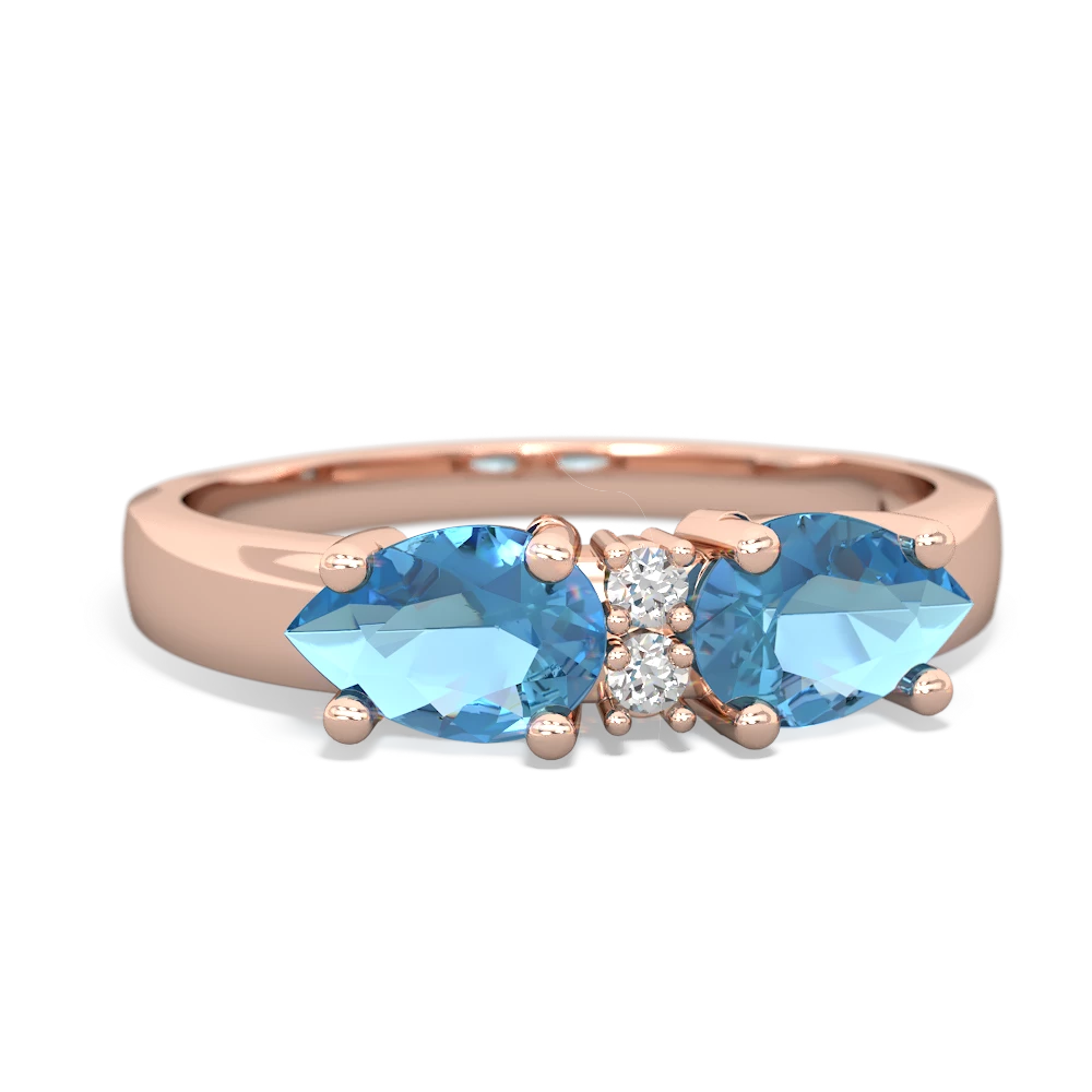 Blue Topaz Pear Bowtie 14K Rose Gold ring R0865