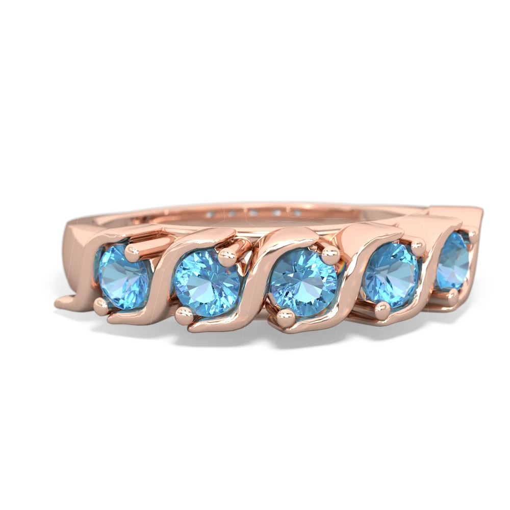 Blue Topaz Anniversary Band 14K Rose Gold ring R2089