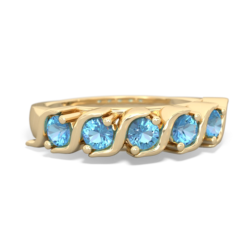 Blue Topaz Anniversary Band 14K Yellow Gold ring R2089