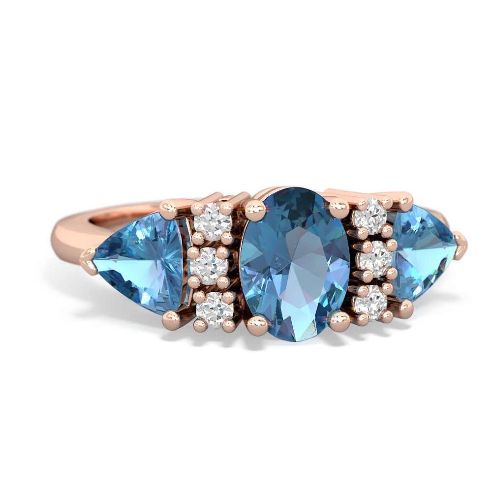 Lab Sapphire Antique Style Three Stone 14K Rose Gold ring R2186