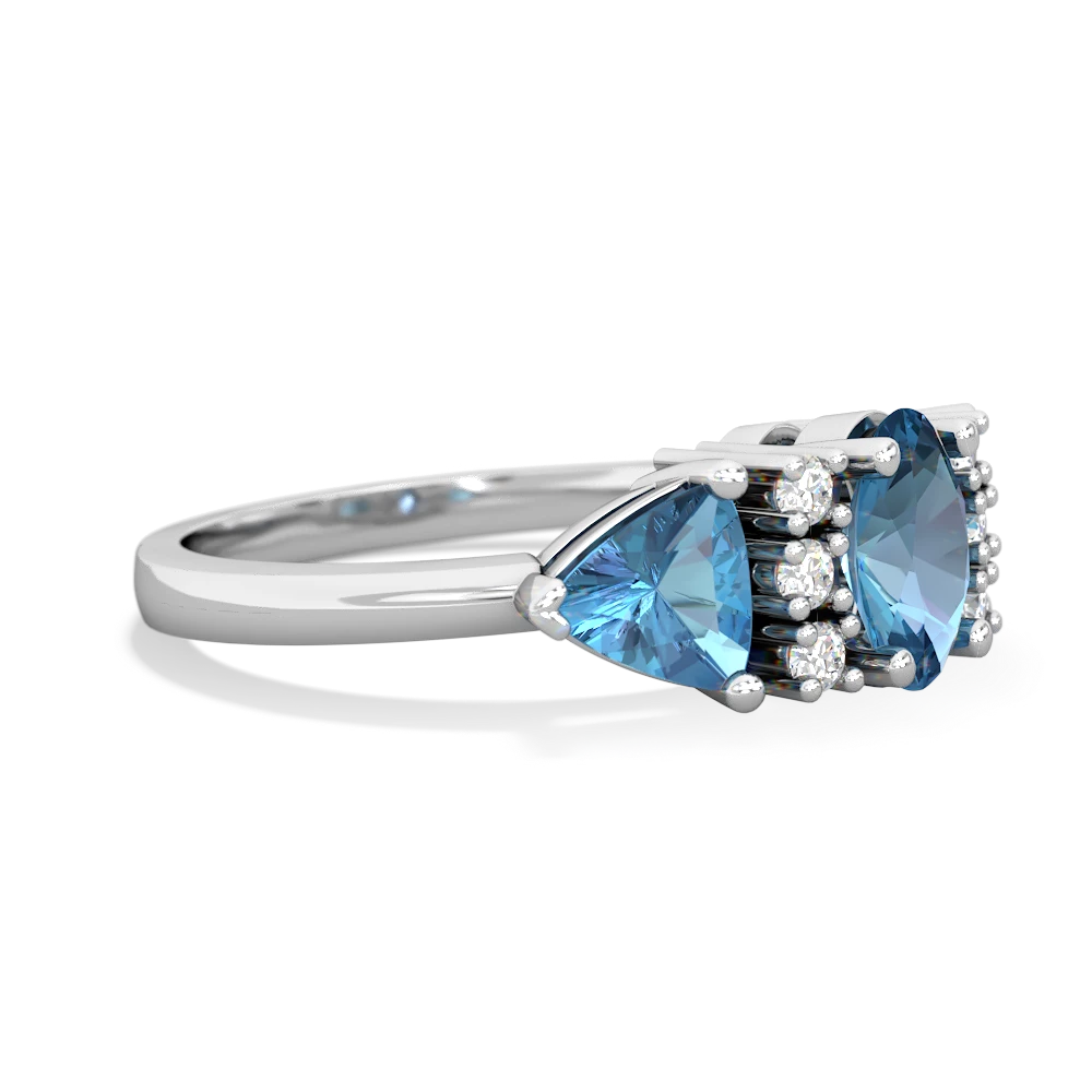 Lab Sapphire Antique Style Three Stone 14K White Gold ring R2186