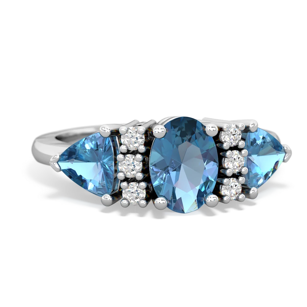 Sapphire Antique Style Three Stone 14K White Gold ring R2186