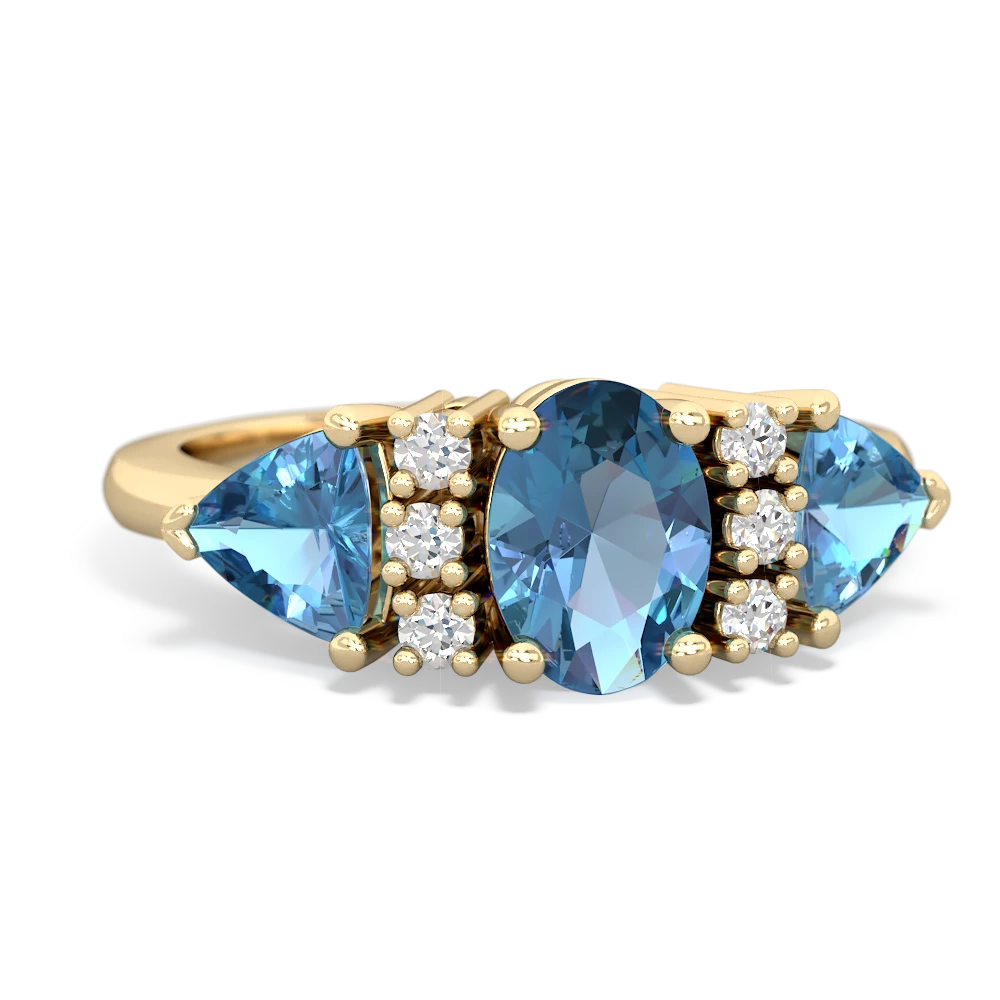 Aquamarine Antique Style Three Stone 14K Yellow Gold ring R2186