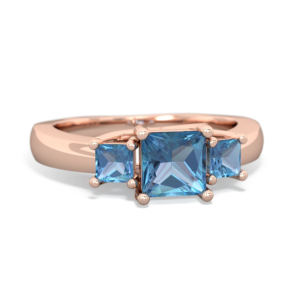 Lab Sapphire Three Stone Trellis 14K Rose Gold ring R4015