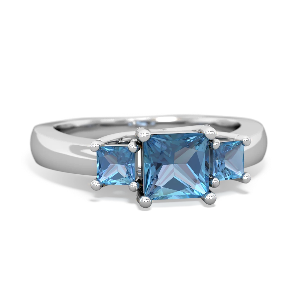 Blue Topaz Three Stone Trellis 14K White Gold ring R4015