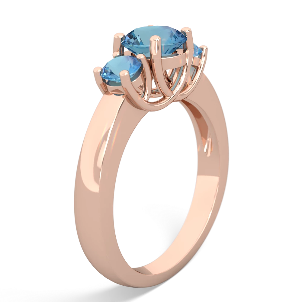 Blue Topaz Three Stone Round Trellis 14K Rose Gold ring R4018