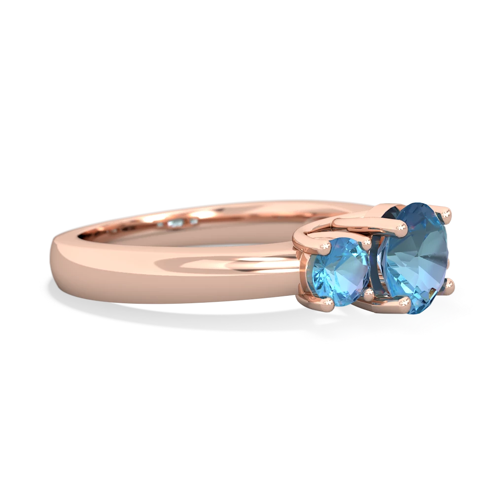 Sapphire Three Stone Round Trellis 14K Rose Gold ring R4018