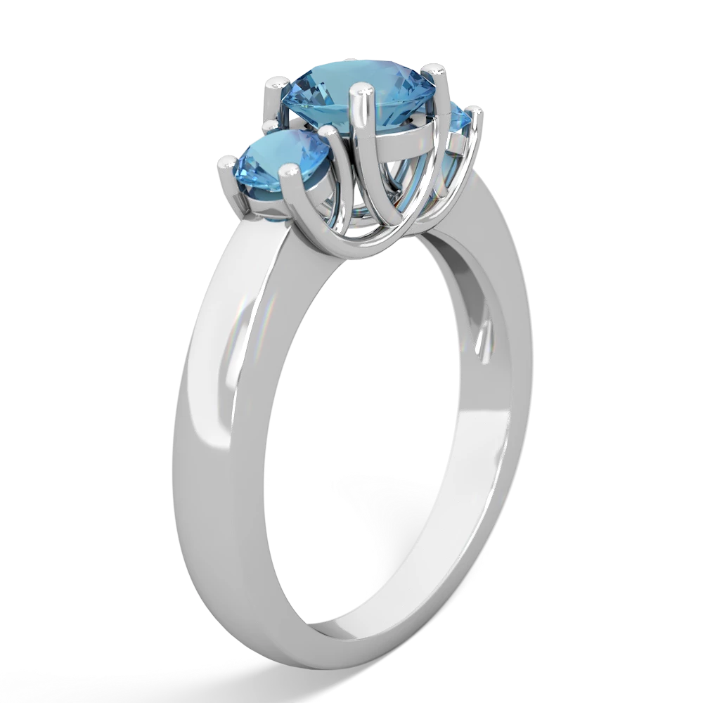 London Topaz Three Stone Round Trellis 14K White Gold ring R4018