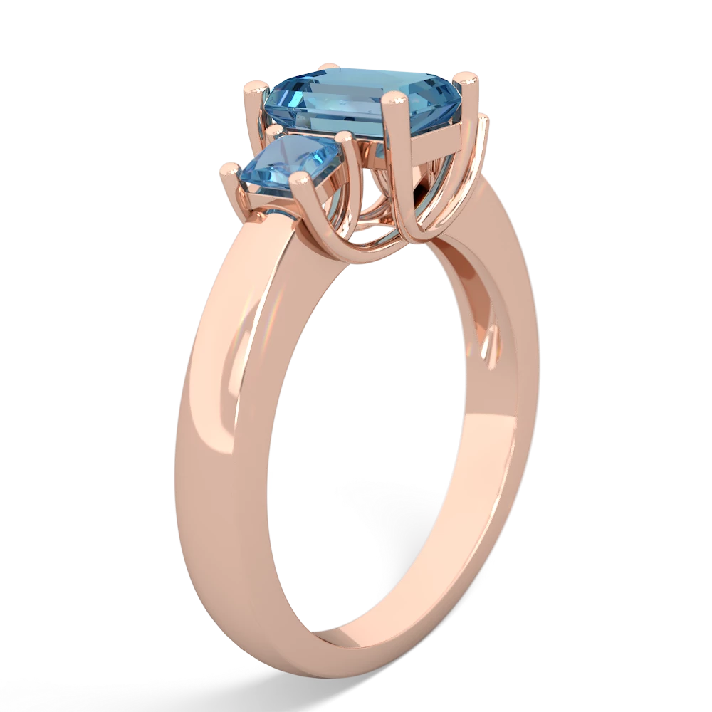 Tanzanite Three Stone Emerald-Cut Trellis 14K Rose Gold ring R4021