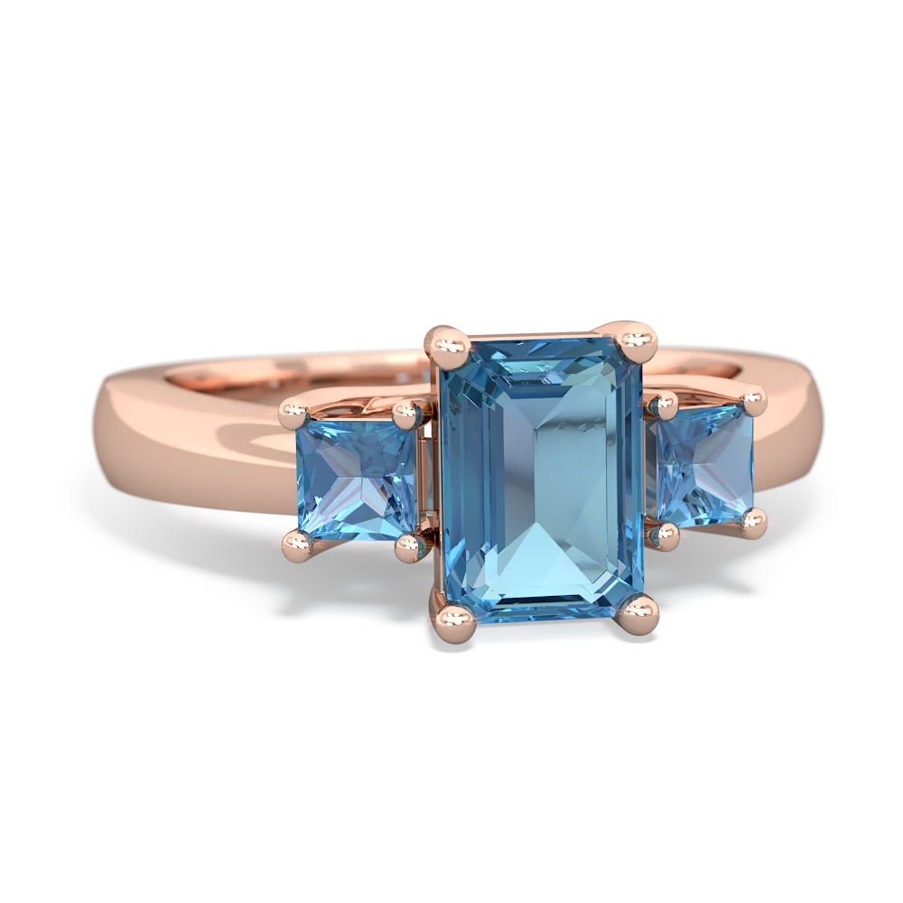 Opal Three Stone Emerald-Cut Trellis 14K Rose Gold ring R4021