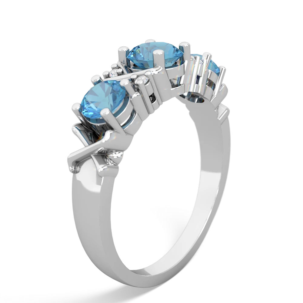 Blue Topaz Hugs And Kisses 14K White Gold ring R5016