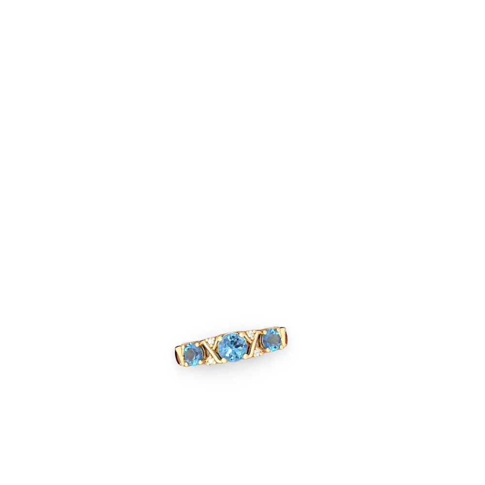 Aquamarine Hugs And Kisses 14K Yellow Gold ring R5016