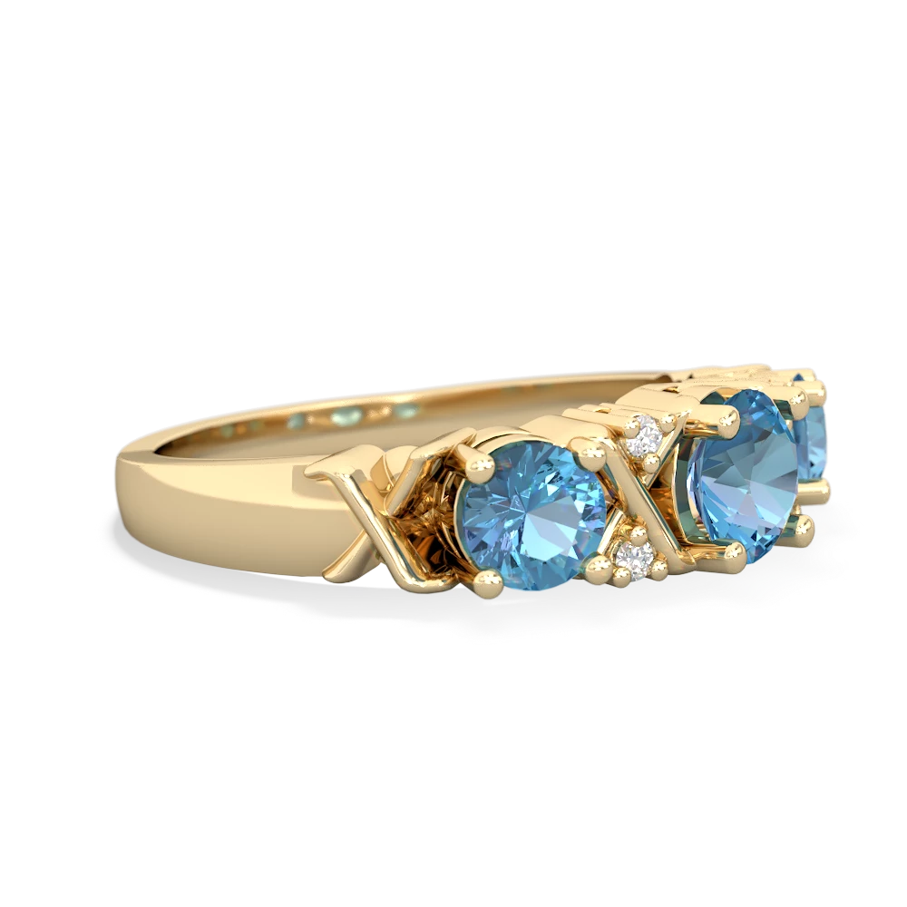 Turquoise Hugs And Kisses 14K Yellow Gold ring R5016