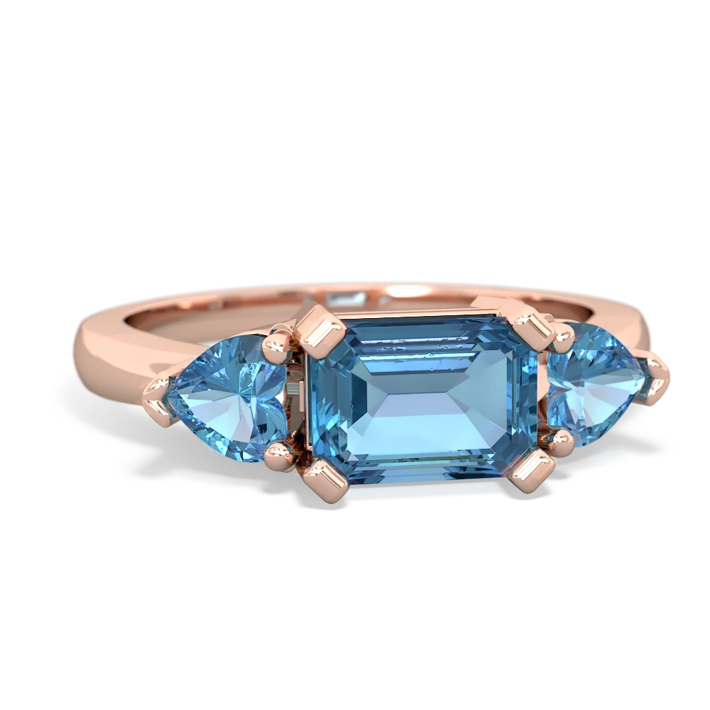 Aquamarine Three Stone 14K Rose Gold ring R5235