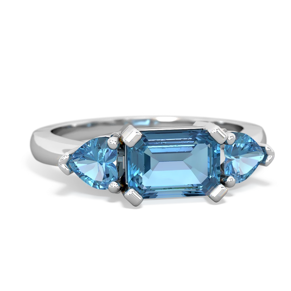 Blue Topaz Three Stone 14K White Gold ring R5235