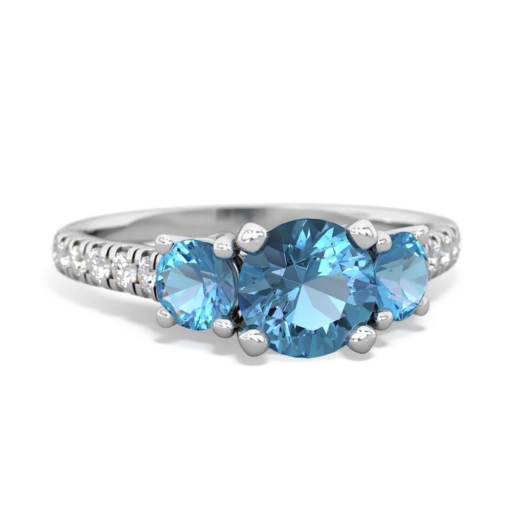 Aquamarine Pave Trellis 14K White Gold ring R5500