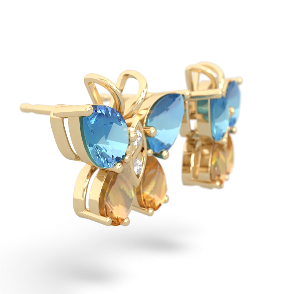 Blue Topaz Butterfly 14K Yellow Gold earrings E2215