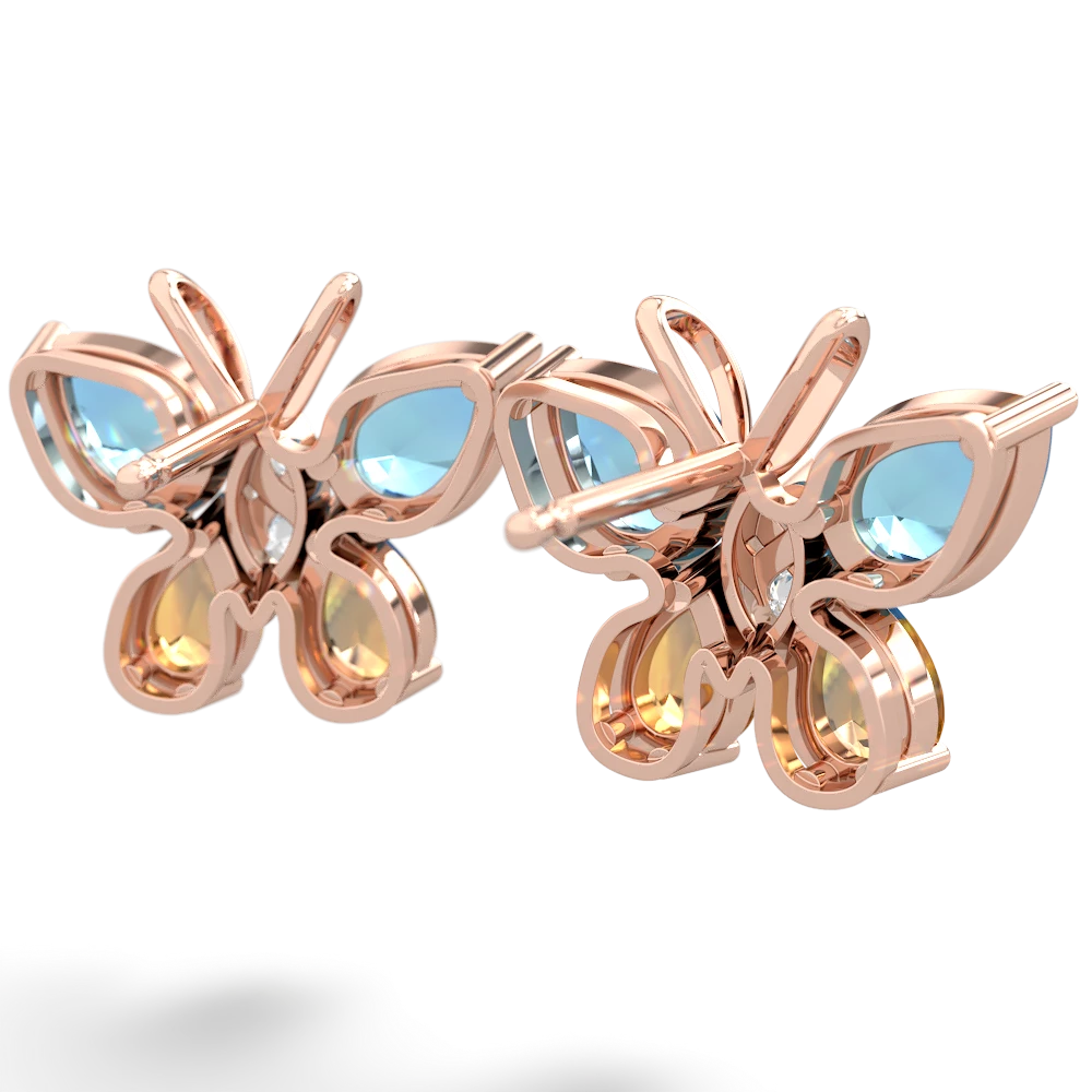 Blue Topaz Butterfly 14K Rose Gold earrings E2215