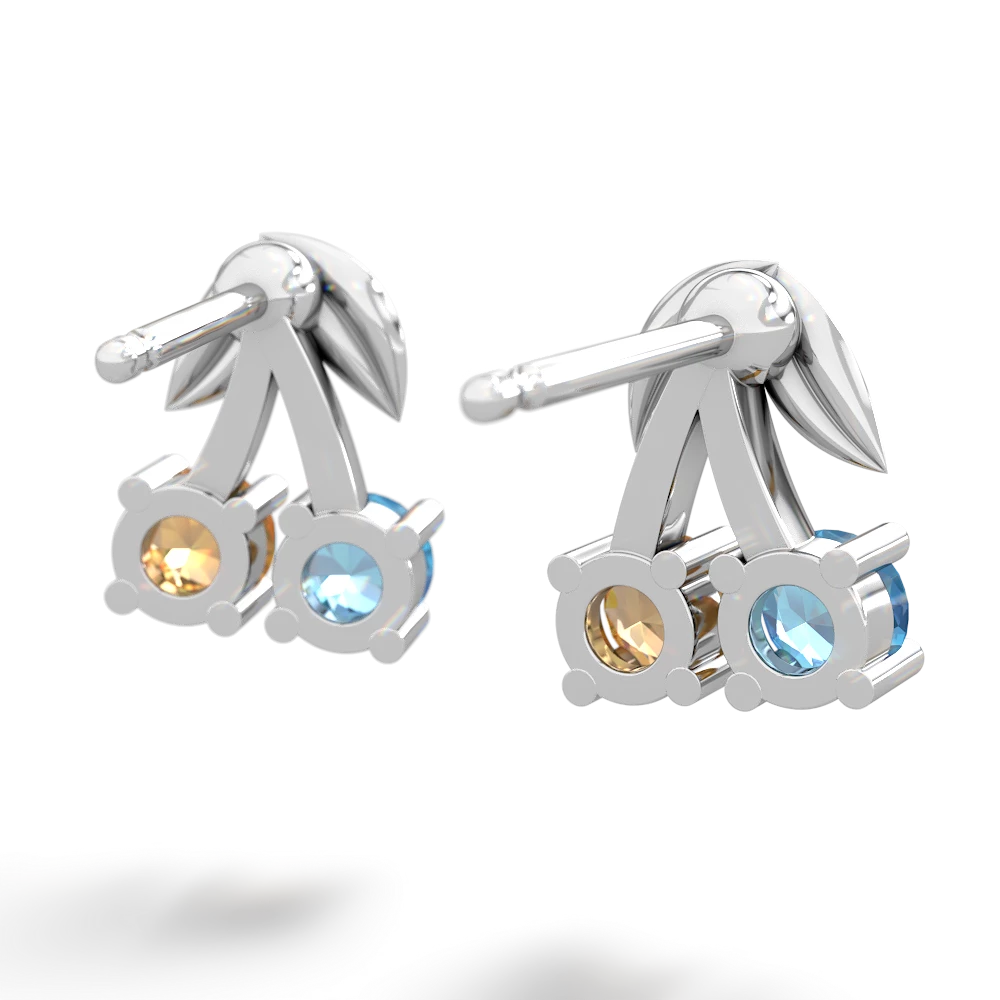 Blue Topaz Sweet Cherries 14K White Gold earrings E7001