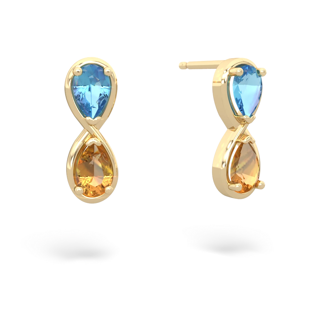 Blue Topaz Infinity 14K Yellow Gold earrings E5050