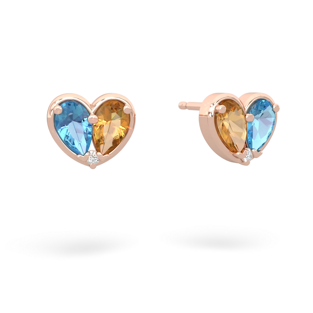 Blue Topaz 'Our Heart' 14K Rose Gold earrings E5072