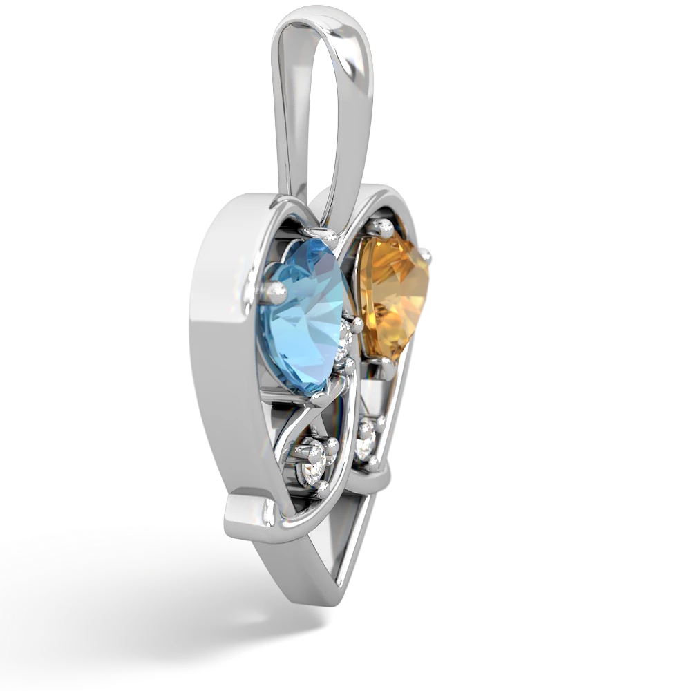 Blue Topaz Celtic Trinity Heart 14K White Gold pendant P5331