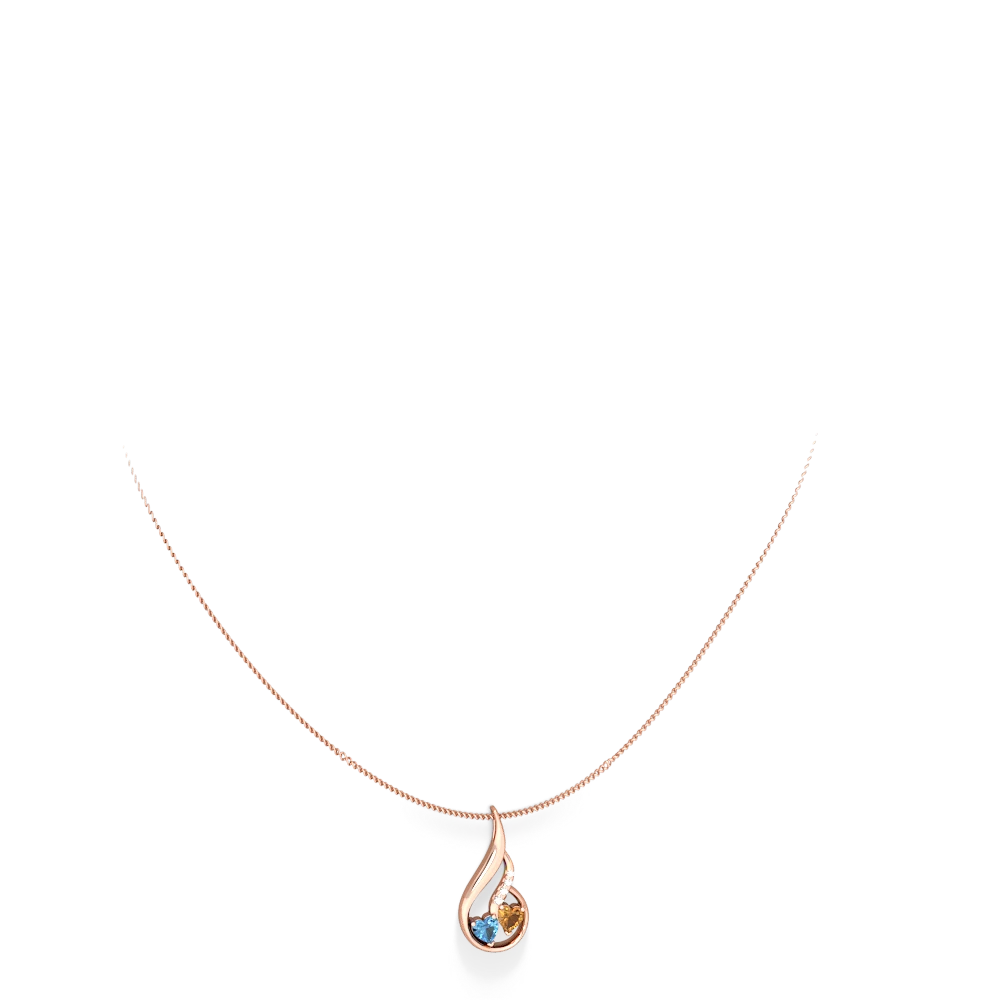 Blue Topaz Keepsake Curves 14K Rose Gold pendant P5450