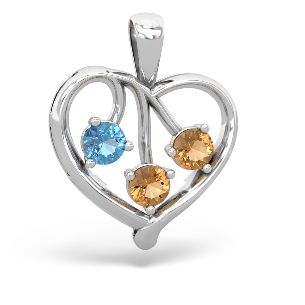 Blue Topaz Glowing Heart 14K White Gold pendant P2233